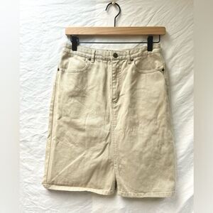 Eddie Bauer A-line Vintage Skirt Beige Deim 100% Cotton Outdoors Size 8